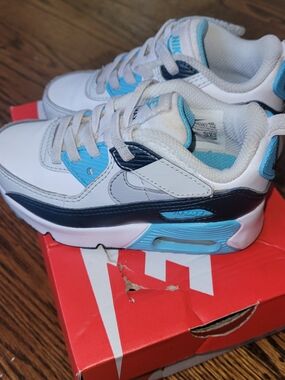 Nike Kids' White & Blue Air-Inspired Athletic Shoes